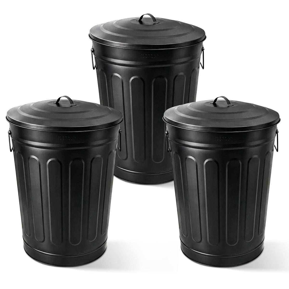 Metal Trash Can with Lid 13 Gallon (3 Count)