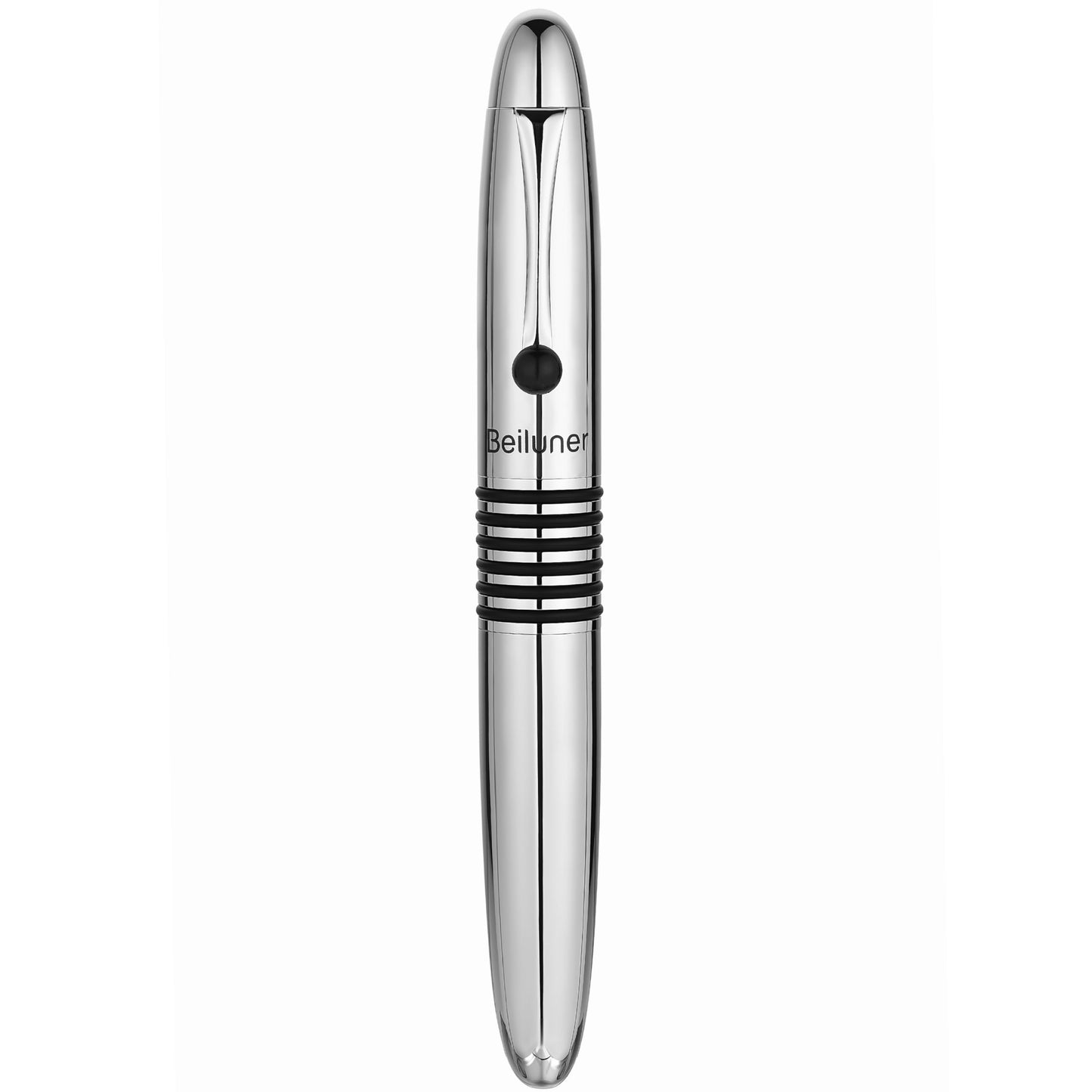 BEILUNER 320 Silver Chrome Rollerball - Stunning Luxury Pen with Chrome Finish, EDC, Heavy, Schmidt Black Ink Refill, Best Gift Set for Men & Women, Professional, Executive Office, Nice Classic Pens