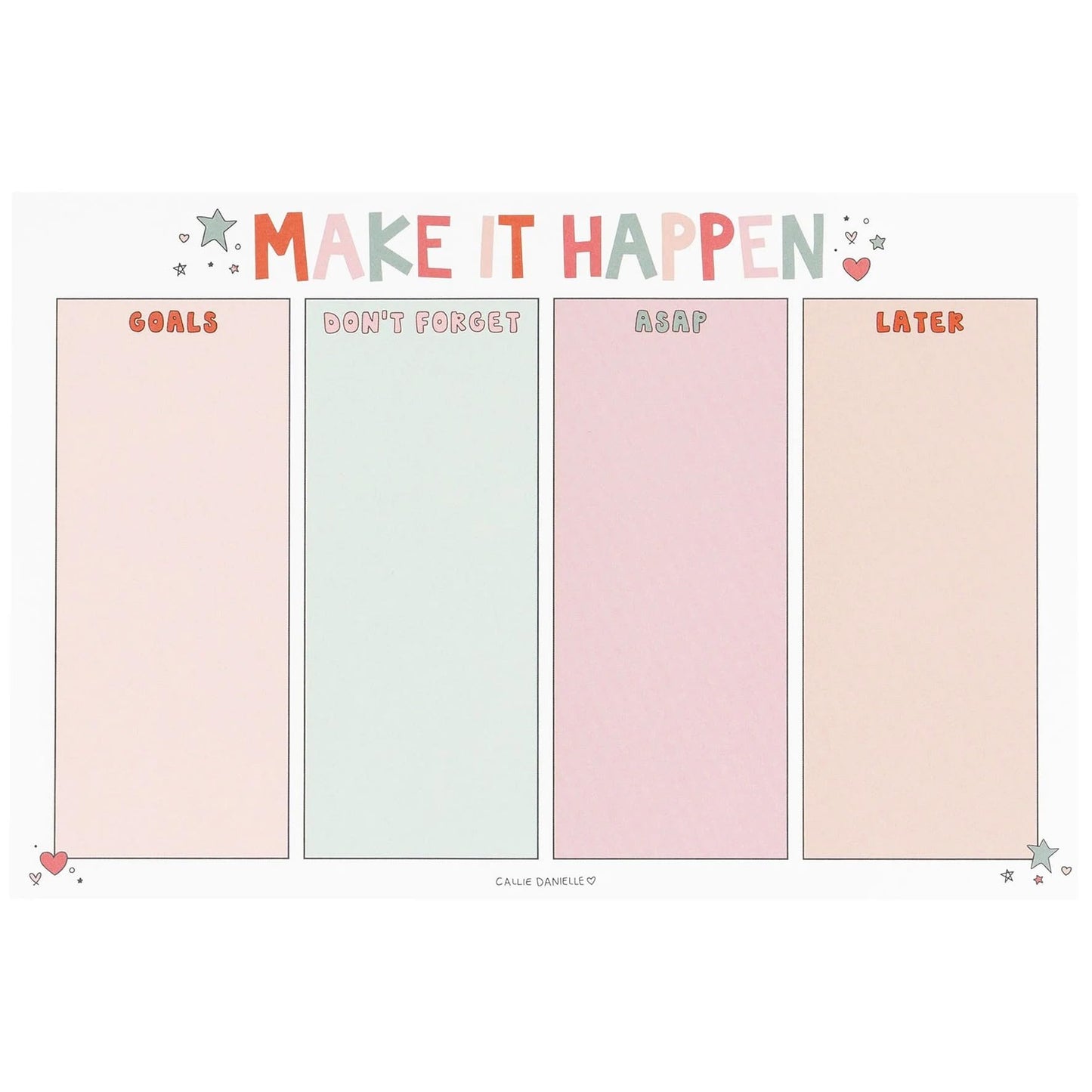 Callie Danielle Make It Happen Weekly To Do List Notepad, 8x12 Inches Cute Note Pads to Remind You of Goals and Tasks, Work Planner, Save for Later List, 52 Sheets Desk Notepad
