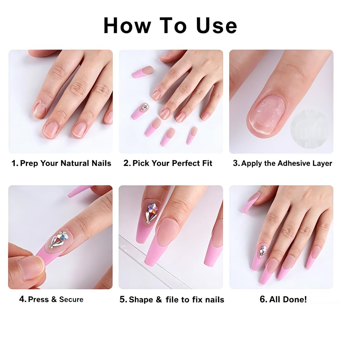 DZPGUONIZ 24pcs Short Square Press on Nails French Tip Fake Nails White Flower with Star Design Glitter False Nails Luxury Nail Charms Crafts White Stripes Glue on Nails for Women Manicure Tips