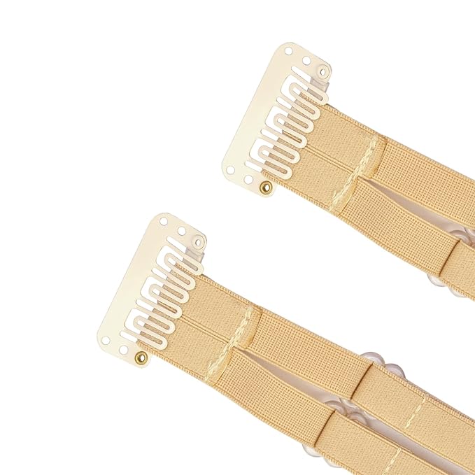Facelift Bands with Clips - Invisible Stretching Lifting Straps, Adjustable Elastic Slimming Bands (24cm Blonde Double)