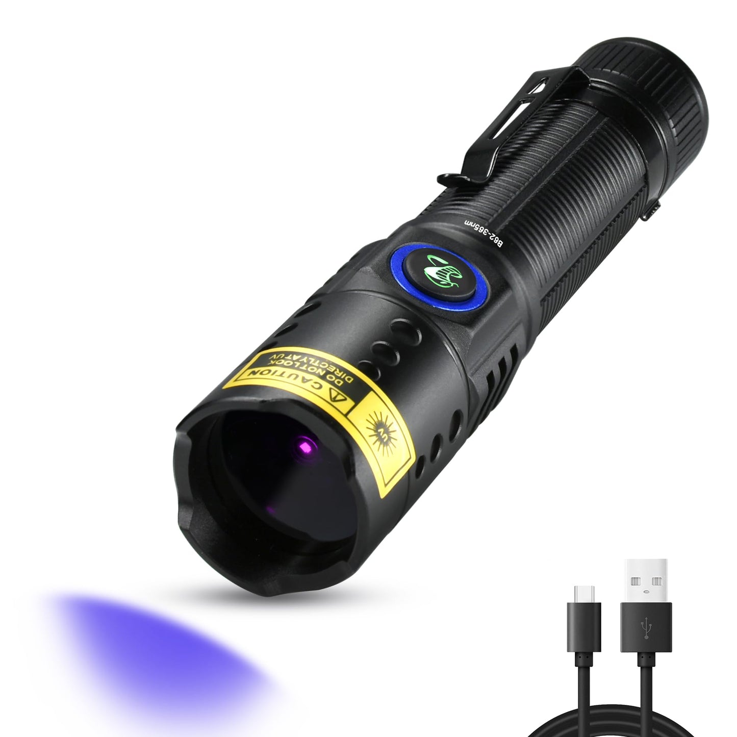 DARKBEAM 365nm UV Flashlight Black Light with Filter, Powerful Blacklight USB-C Rechargeable LED Mini Water Resistant- Detector for Pet Urine, Uranium Glass- Resin Curing- Blood Tracking