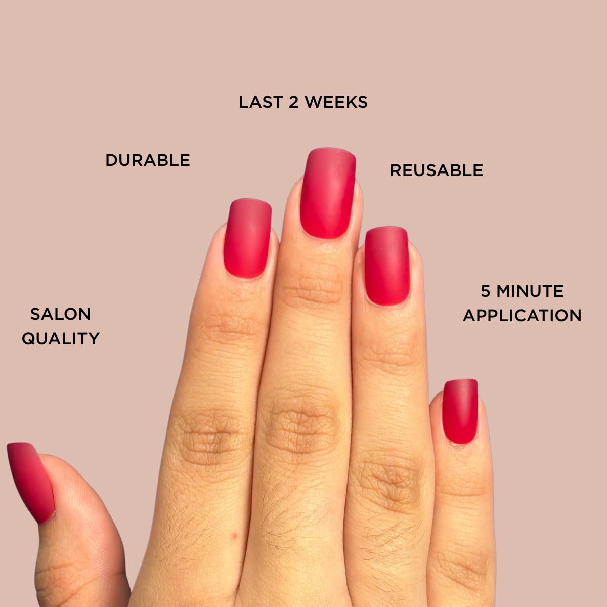 VINTAGE RED Press-On Nails by Lavaa Beauty | Medium Square | Red Matte Square Nails