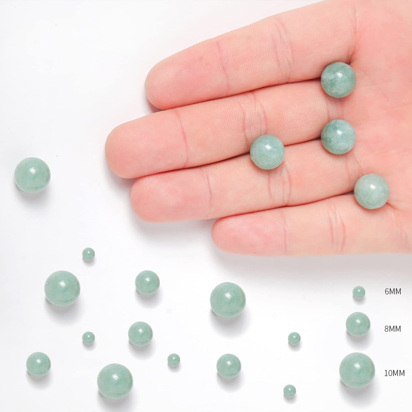 45pcs 8mm Burmese Jade Loose Beads for Jewelry Making, Natural Semi Precious Beads Round Smooth Gemstone Spacer Beads Charms for Necklaces Bracelets