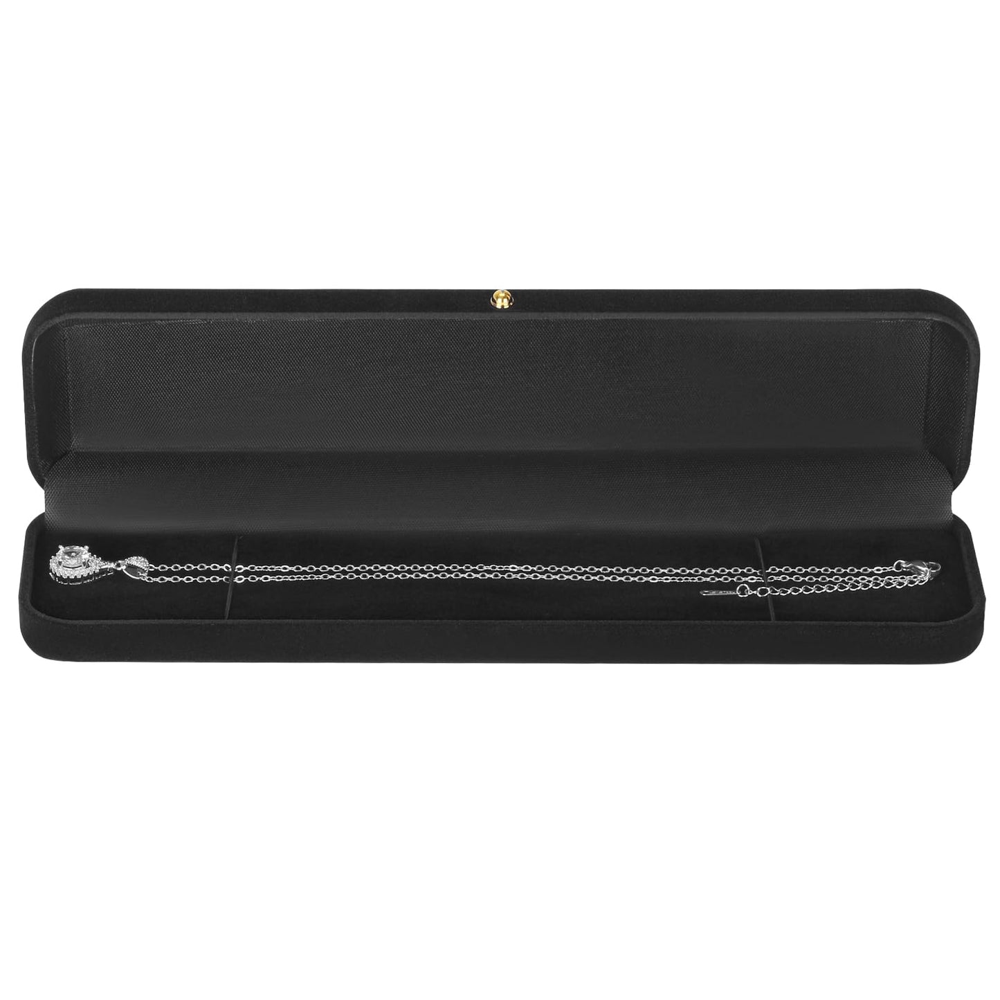 KUKUVR 2 Pieces Velvet Necklace Bracelet Gift Box, Jewelry Long Chain Holder Display Storage case for Women men (Black)