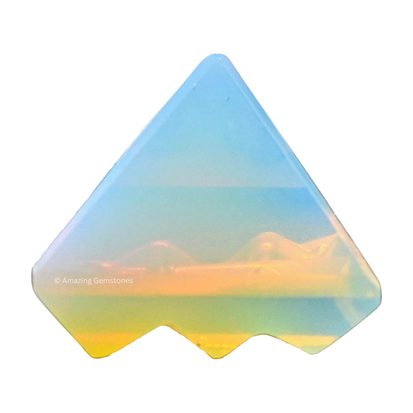 Amazing Gemstone Opalite Crystal Pyramid with 9 Pyramid Plate Bottom - 1" Mini Pyramid Figurine of Natural Stone Pyramid for Meditation, Reiki, Chakra Balancing Vastu Pooja and Crystal Grids
