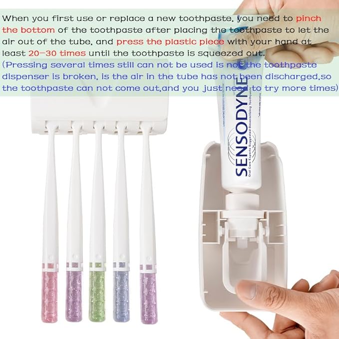 Toothbrush Holder and Toothpaste Dispenser Set, Automatic Toothpaste Squeezer Dispenser, Dispenser Toothpaste Squeezer Kit, Wall Mounted Bathroom Accessories (Black)