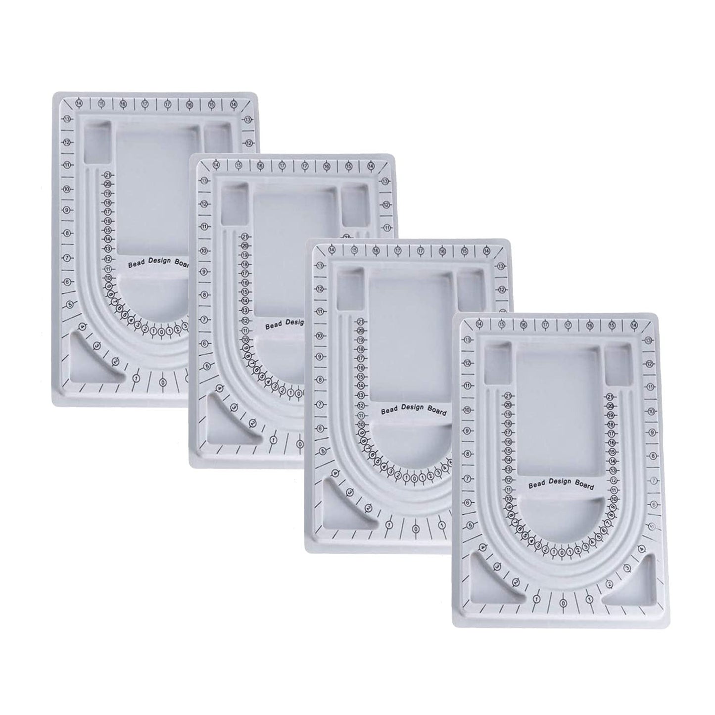 MIAO YUAN 4PCS DIY Hand String Necklace Design Plates Beaded Measuring Tray for Jewelry Making, Size Measuring Panel Flocking Jewelry Finishing Tray