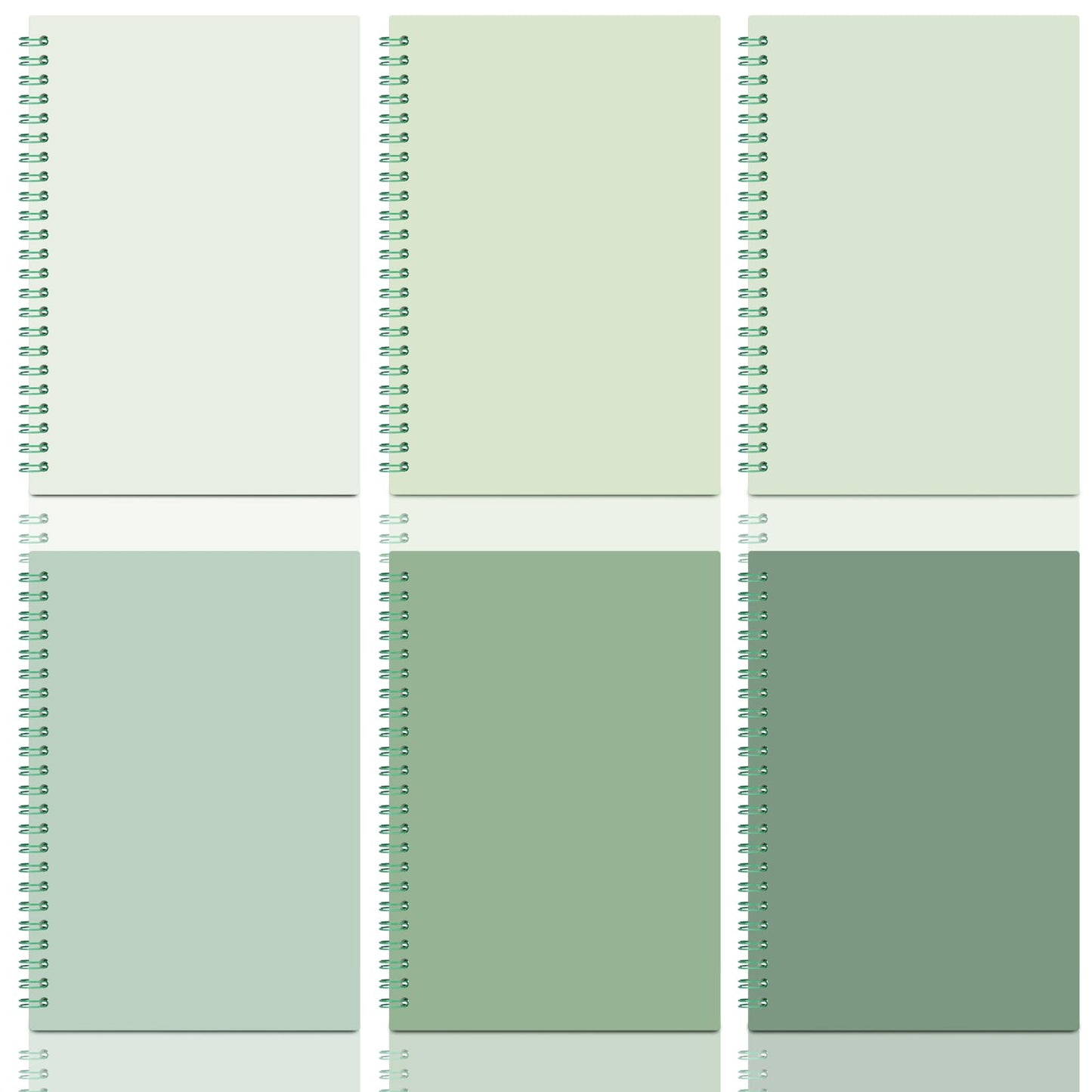 MotiMind 6 Pcs Sage Green School Supplies Aesthetic Spiral Notebook for Work A5 College Ruled Spiral Journal Notebook Christmas Office Stationery Kit for Work Note-taking Women Men Writing, 100 Sheets