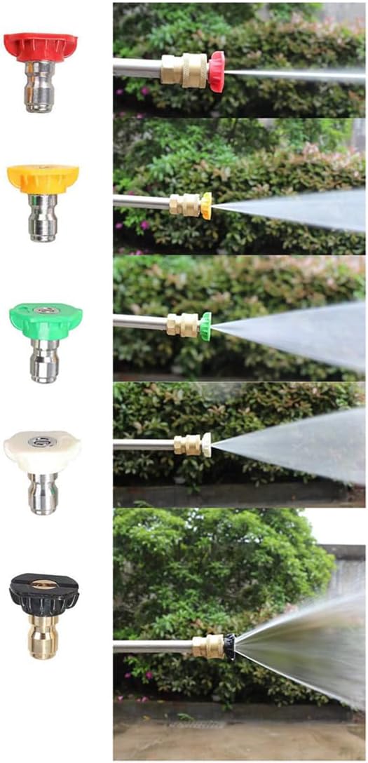 5 Pack Pressure Washer Nozzle Tips Multiple Degrees, 1/4 INCH (2.5 GPM), Power Washer Nozzle Tips, Pressure Washing Tips Set, Pressure Washer Head Rated Up to 4500 PSI Power Washer Tips.