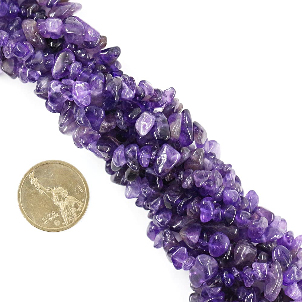 35 inches Chip Stone Loose Gemstones Beads Drilled Strand for Jewelry Making (Amethyst)