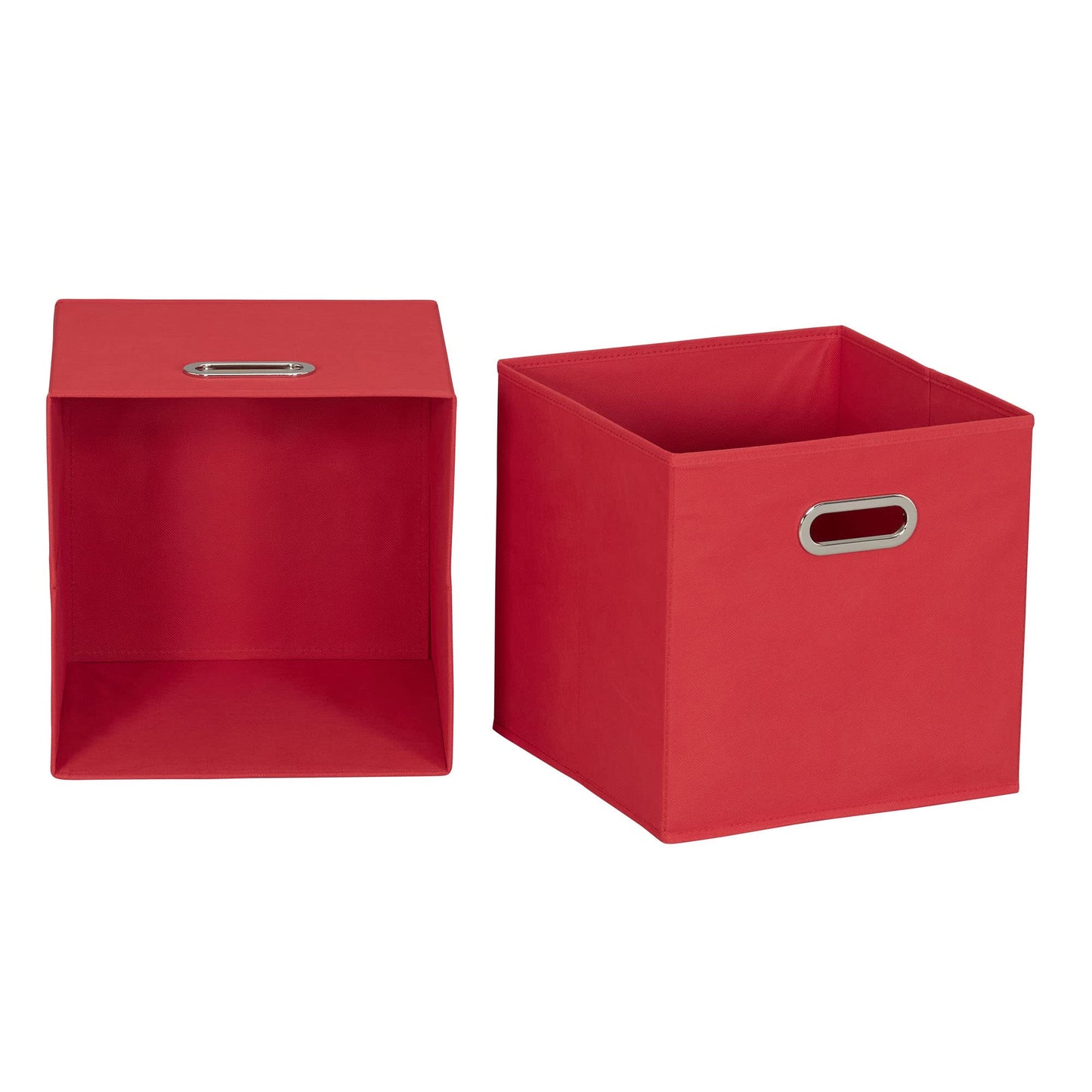 Household Essentials Foldable Fabric Storage Cubes 6-Pack – 11x11x11 Stackable Non-Woven Bins with Chipboard Sides & Grommet Handles – Closet, Shelf, Nursery, or Office Organizer – Regal Red