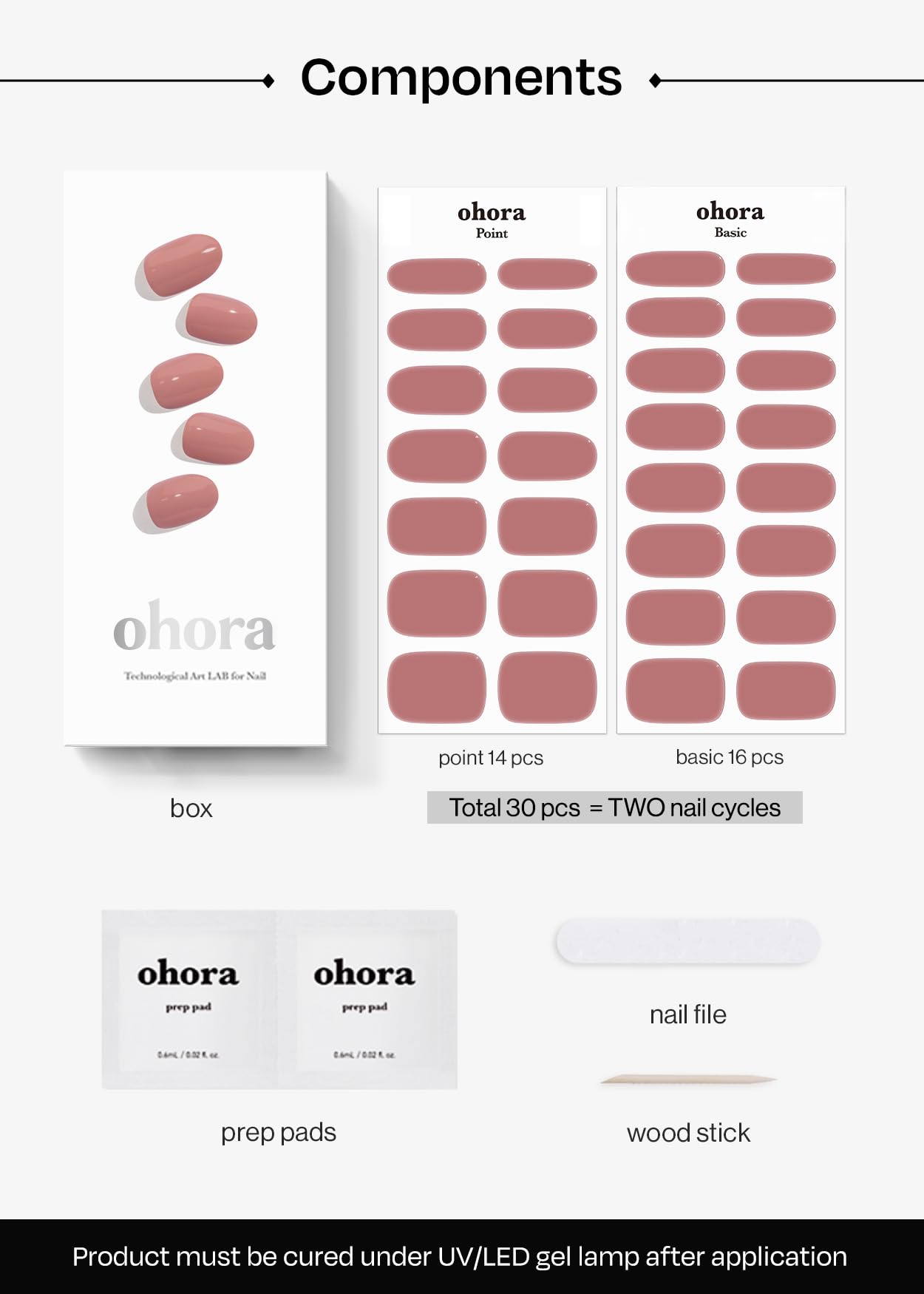 ohora Semi Cured Gel Nail Strips (N Neon Blink) - Works with Any Lamps, Salon-Quality, Long Lasting, Easy to Apply & Remove - Includes 2 Prep Pads, Nail File & Wooden Stick