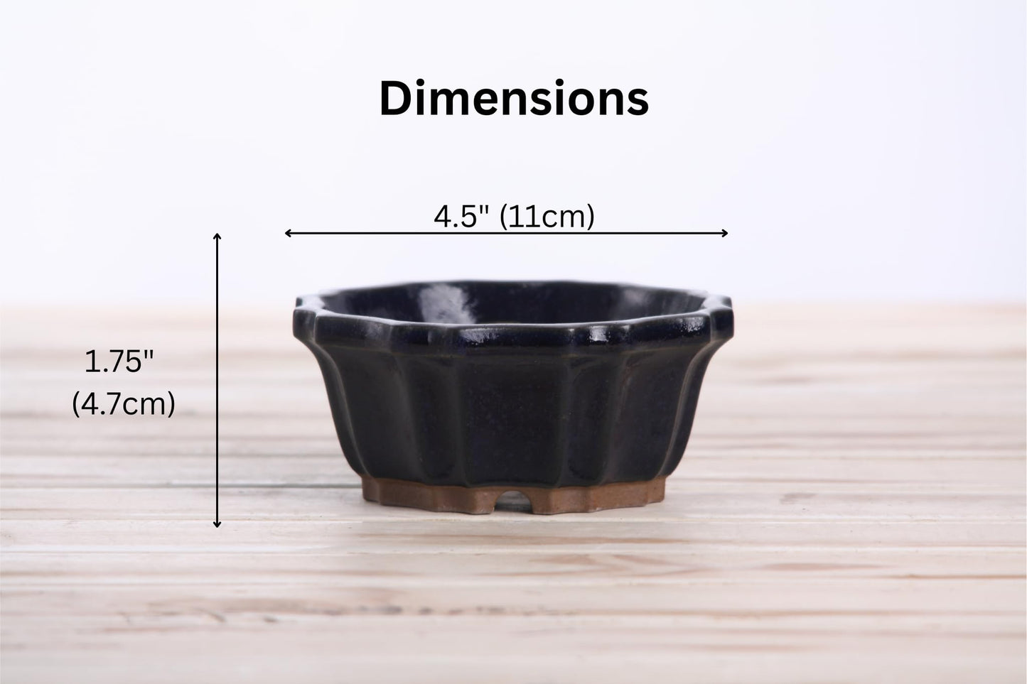 Willow Bonsai Ceramics Flower Design Bonsai Pot 4.5 Inch – Elegant Ceramic Bonsai & Succulent Planter, High‑Fired Frost‑Proof Stoneware with Drainage & Wiring Holes, Handmade in USA (Ruri)