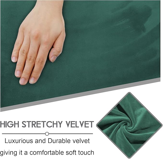 ULTICOR Velvet 8-Pieces Recliner Sofa Covers Stretch Reclining Couch Covers for 3 Cushion Reclining Sofa Slipcovers Furniture Covers Thick Soft Washable (3 Seater Recliner Cover, Retro Green)