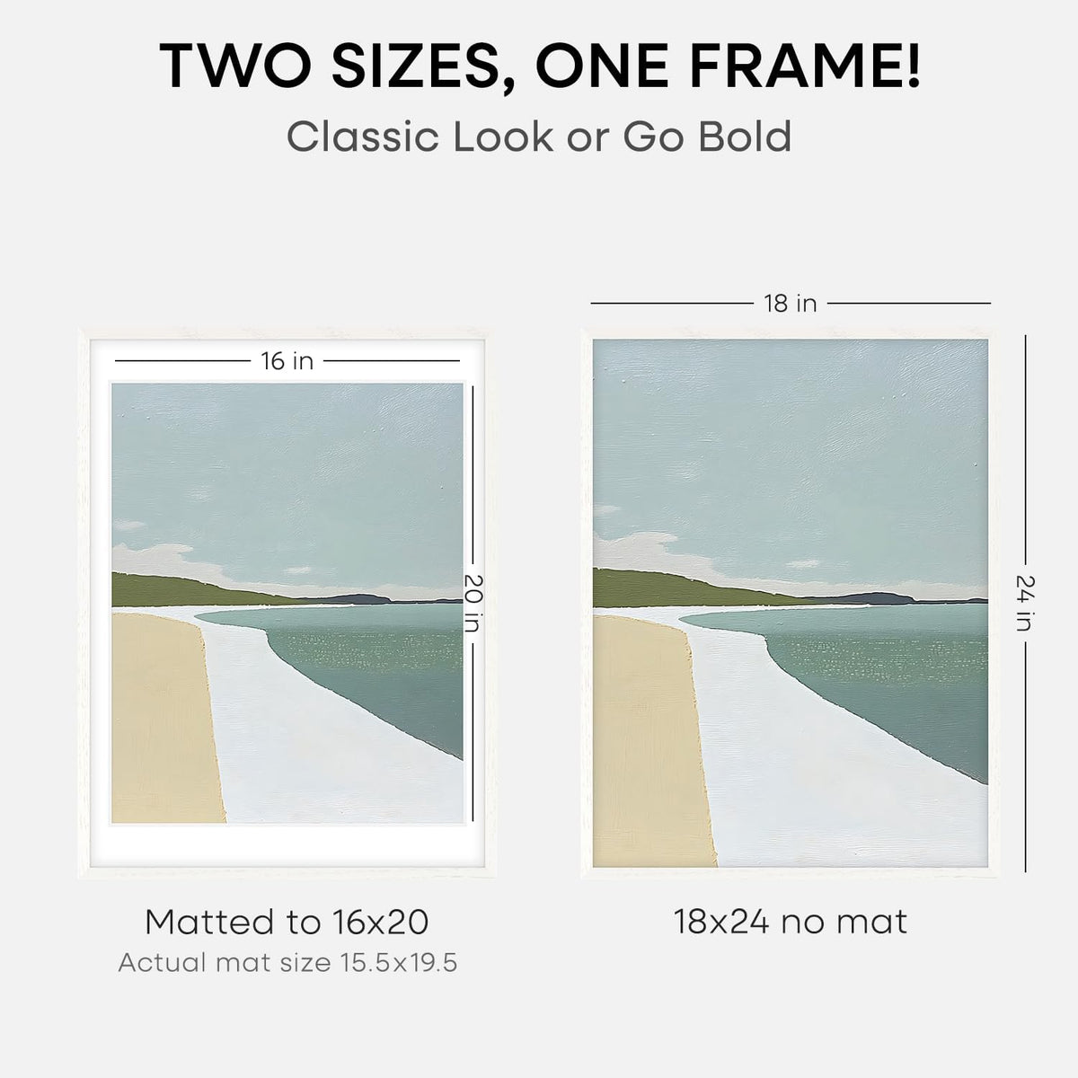Homeforia 18 x 24 Poster Frame White, High End Oak 18x24 White Wood Picture Frame with Mat 16x20 Photo, 18 x 24 Wooden Frame Matted to 16 x 20, 24x18 Hanging Frames, Tempered Glass, Wall Kit, Set of 1