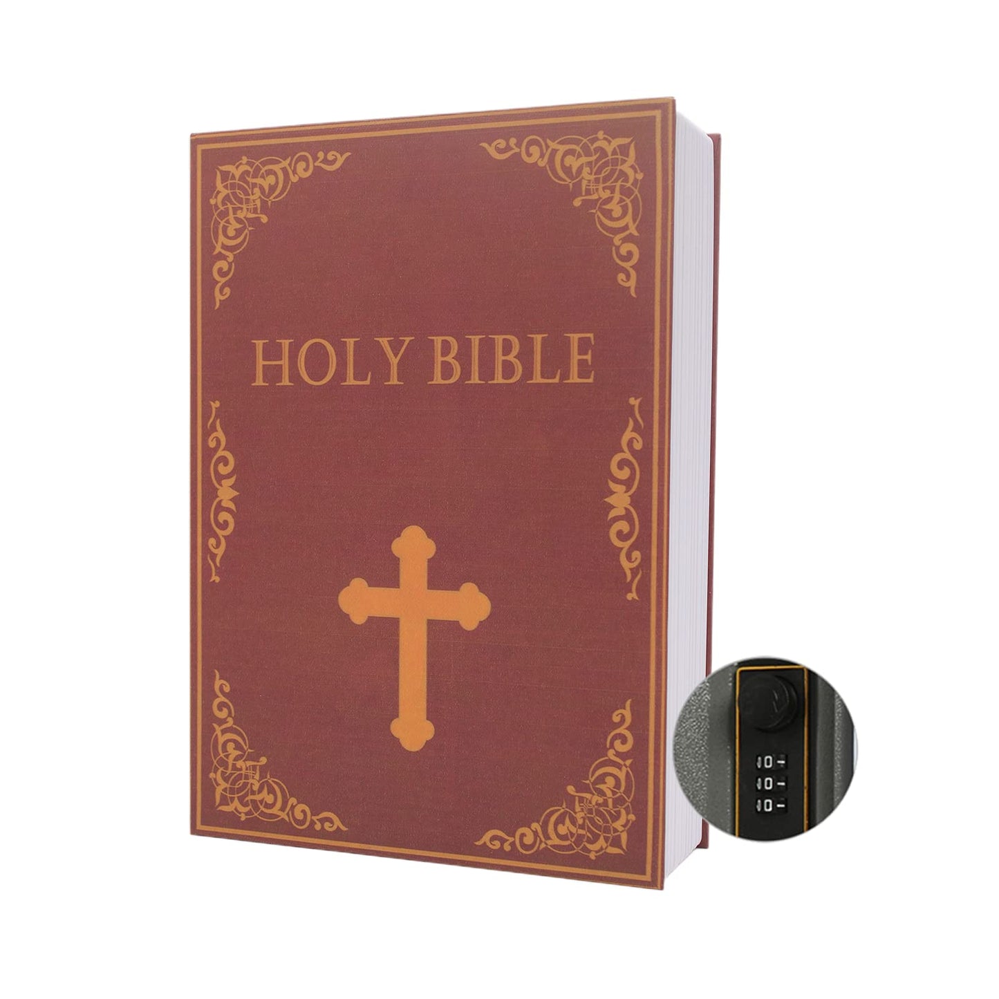 Large Diversion Book Safe Storage Box (Size 10.5"×8"×2.6") With Security Combination Lock, Dictionary Secret Hidden Safe (Bible-Combination)