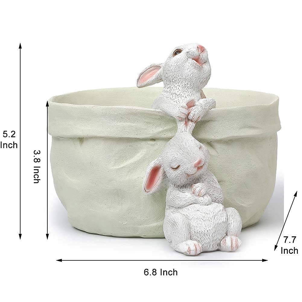WONDHOME Rabbit Flower Pot Succulent Planter Garden Pots, Easter Decorative Flower Pot,Animal Shaped Cartoon Planter Pots,Art Decorations（with Drainage Hole）