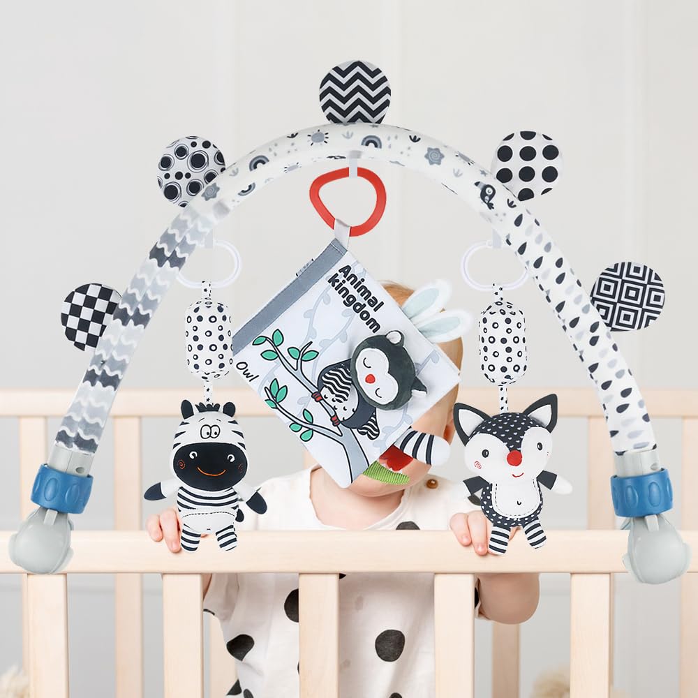 Baby Activity Travel Mobile Arch Toy, Black and White Crib Toys (Animal)