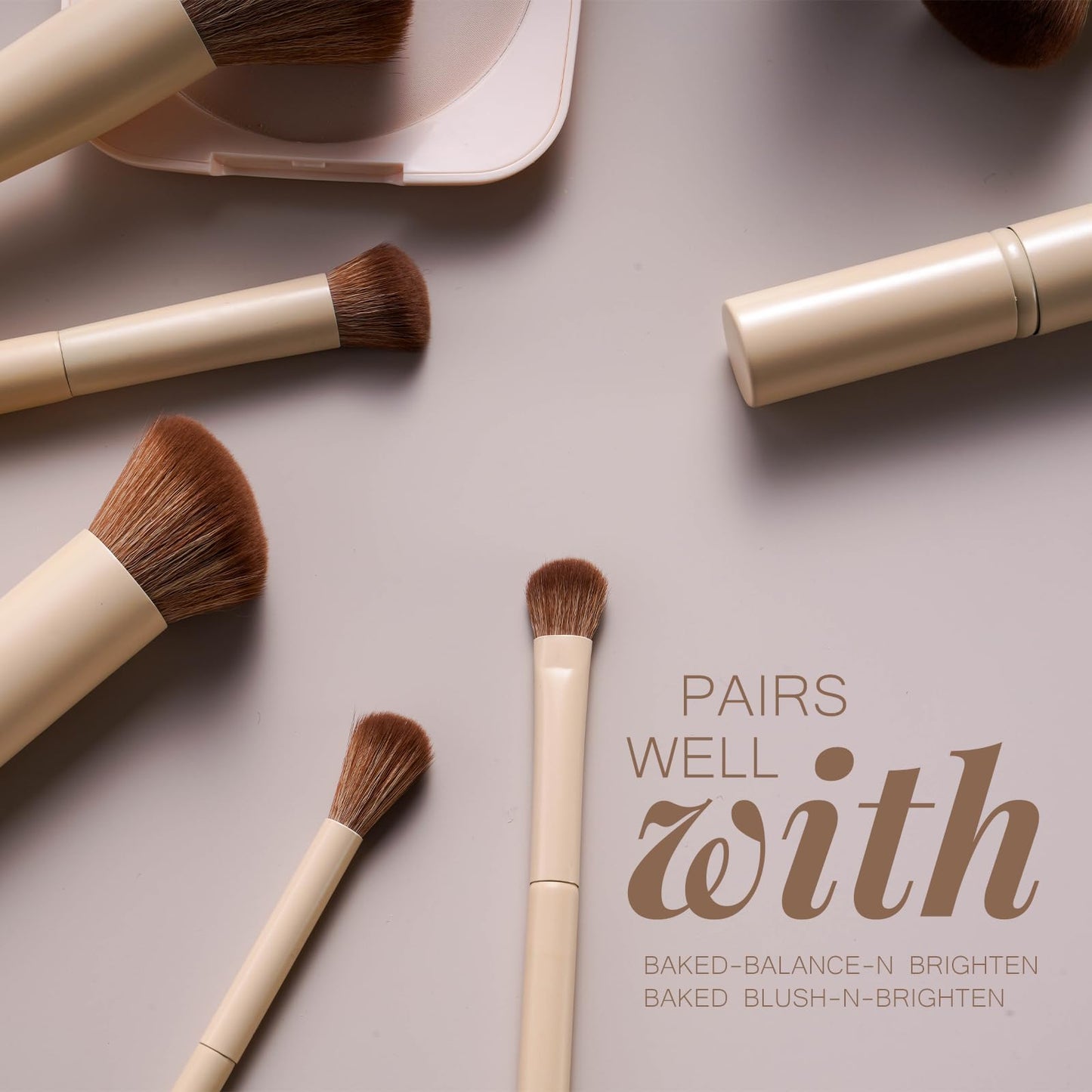 Professional Makeup Brushes BS-MALL With Travel Case - Kabuki Brush Eyeshadow Brush, Concealer Brush, Blush Brush Bronzer & Foundation 20 Pcs, Labeled Daily Use Gift Box Aluminum Ferrules (Beige)