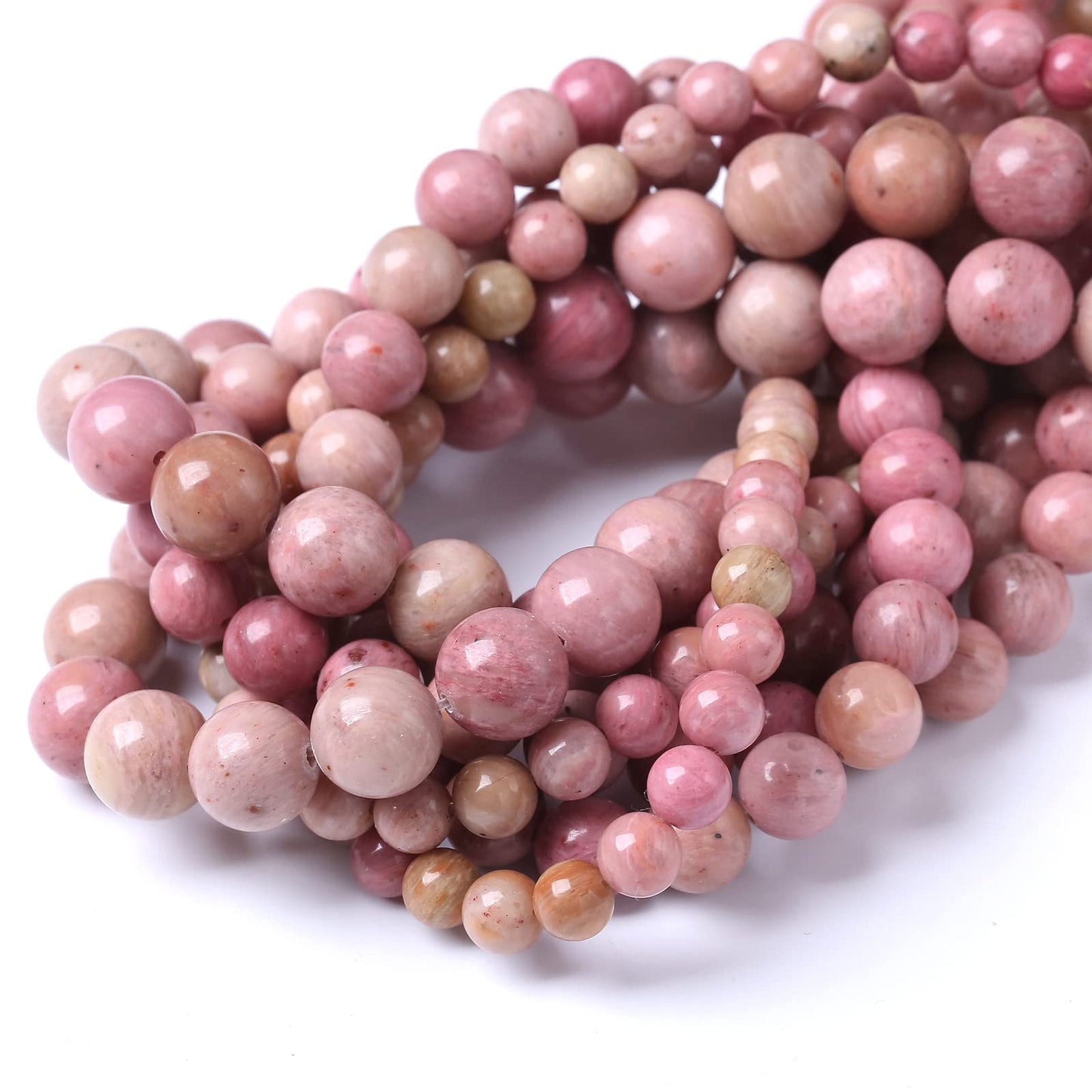 60PCS 6MM Natural Rhodonite Beads Round Loose Stone Beads for Jewelry Making DIY Energy Stone Healing Power Bracelet 15"