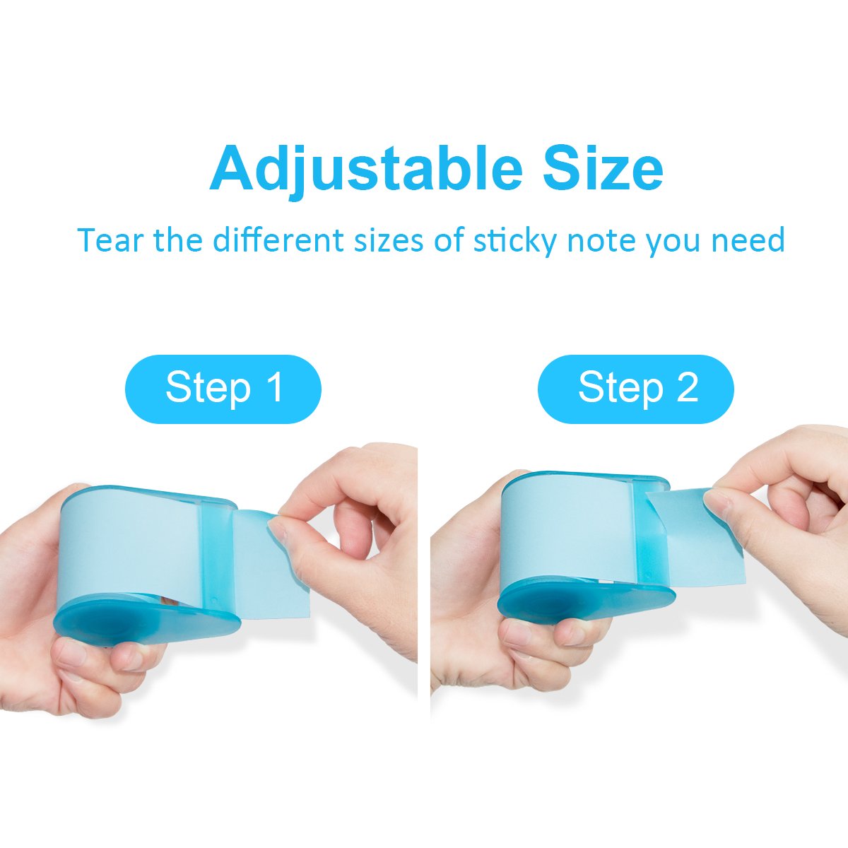 Sticky Notes - VANZAVANZU Self-Stick Full Adhesive Roll Notes with Tape Dispenser, Tear The Different Sizes You Need, 2 Tape Holders + 4 Replaceable Rolls, 4 Colors, Easy Post Notes