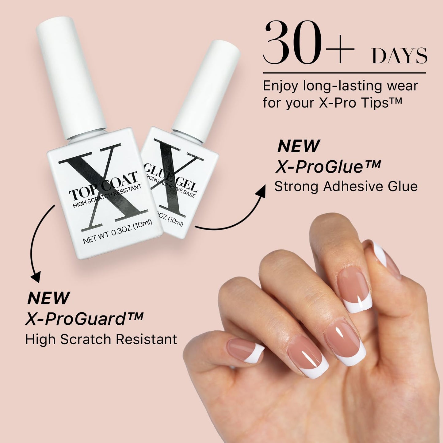 SXC Cosmetics French Tip Press On Nails – Brown Series, Extra Short Square Fake Nails X-Pro Tips Starter Kit | 150PCS, 15 Sizes, 5 Styles