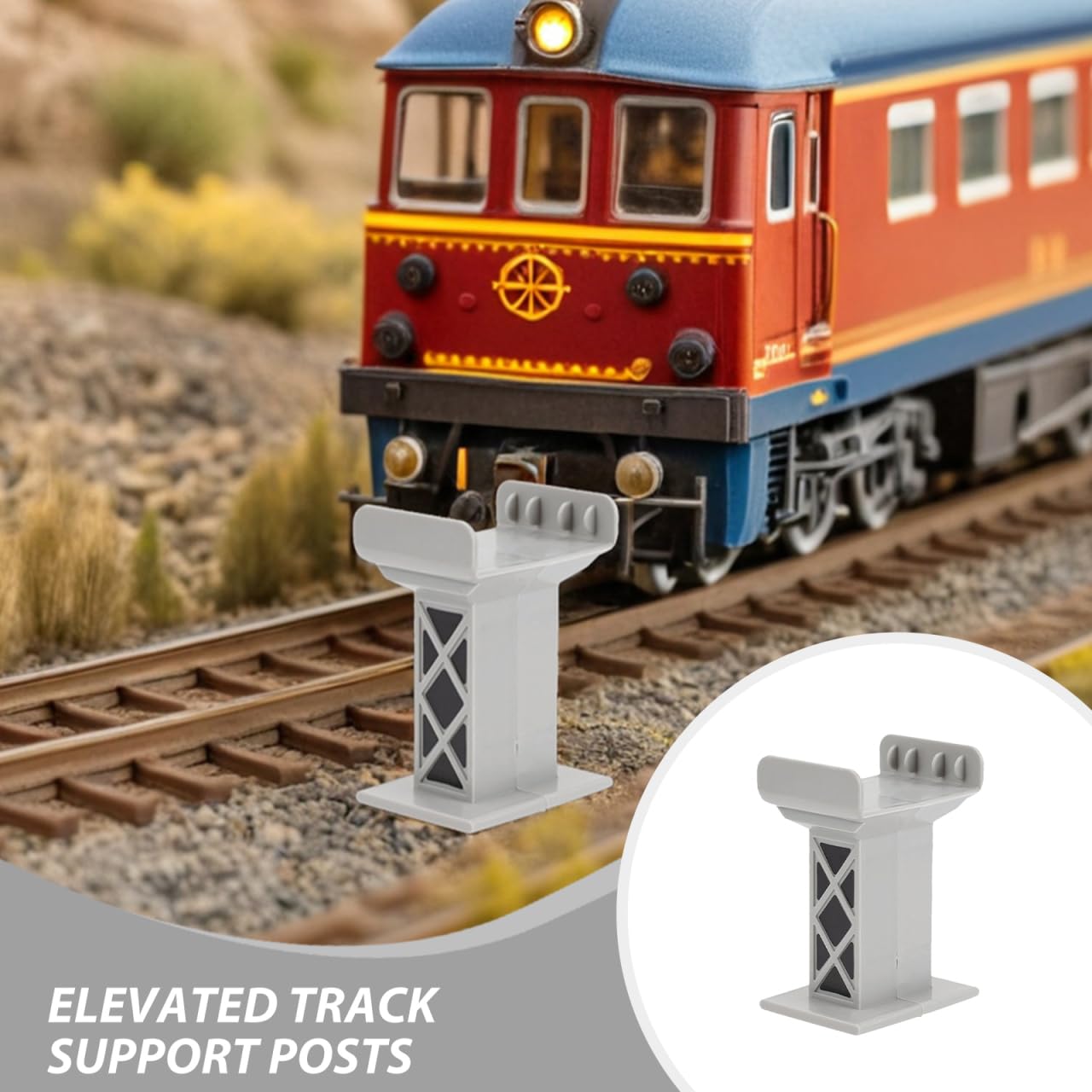 Toddmomy 15pcs Train Bridge Plastic Pier Railway Accessories Track Support Replacement Parts Multi Levels Risers High Level Blocks for Kids Toy Wooden Train Table Supplies