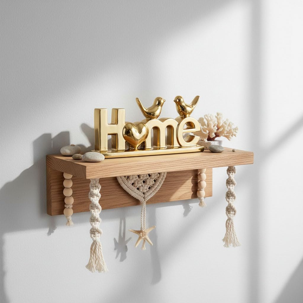 GAOSHENG Ceramic Home Letter Sign with Bird Statues,Modern Gold Tabletop Decor for Entryway,TV Stand & Floating Shelf,Warm Housewarming Gift for New Home,Elegant Family Room Ornament (Gold)