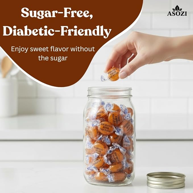Sugar Free Butterscotch Hard Candy - 2lb of Sugar Free Hard Candy Individually Wrapped - Classic Buttery Sweetness, Perfect for Gatherings or Guilt-Free Treats