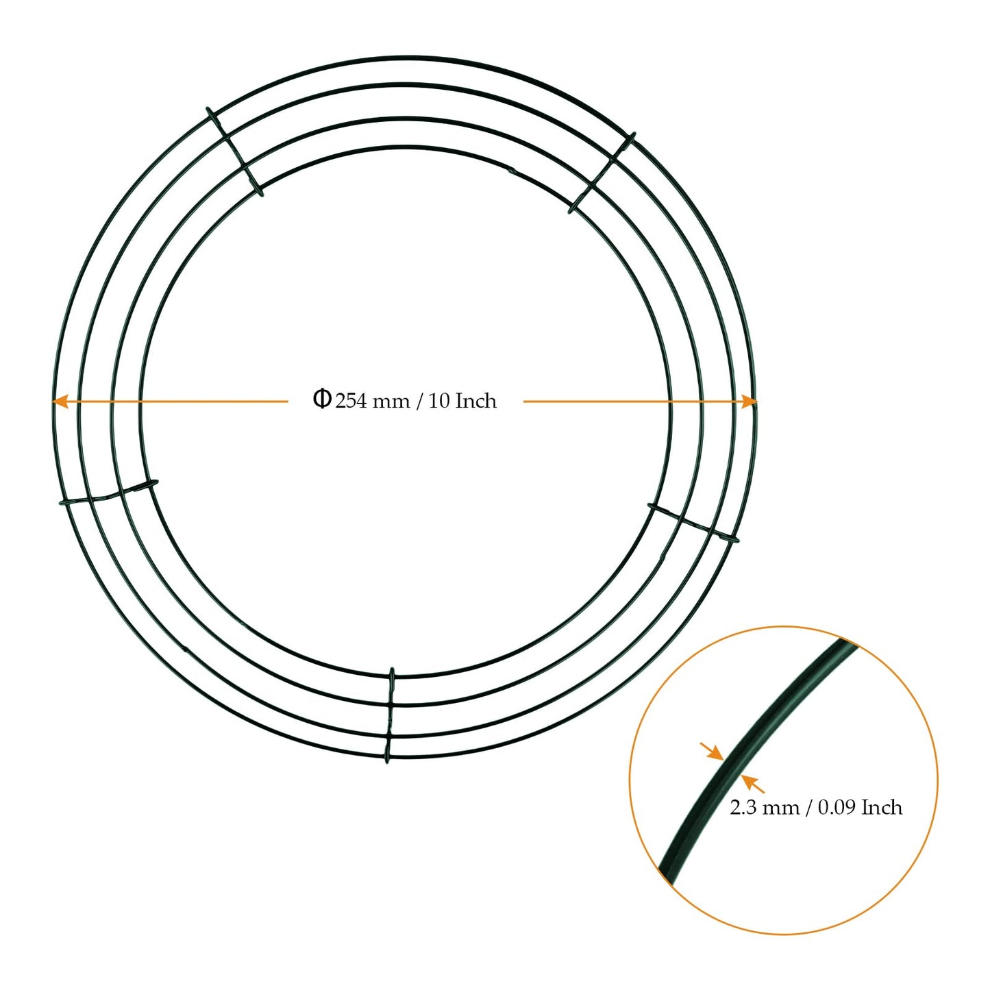MUKCHAP 20 Pack 10 Inch Round Metal Wreath Frame Ring, Floral Wire Wreath Form for DIY Crafts, Wedding, Party, Green