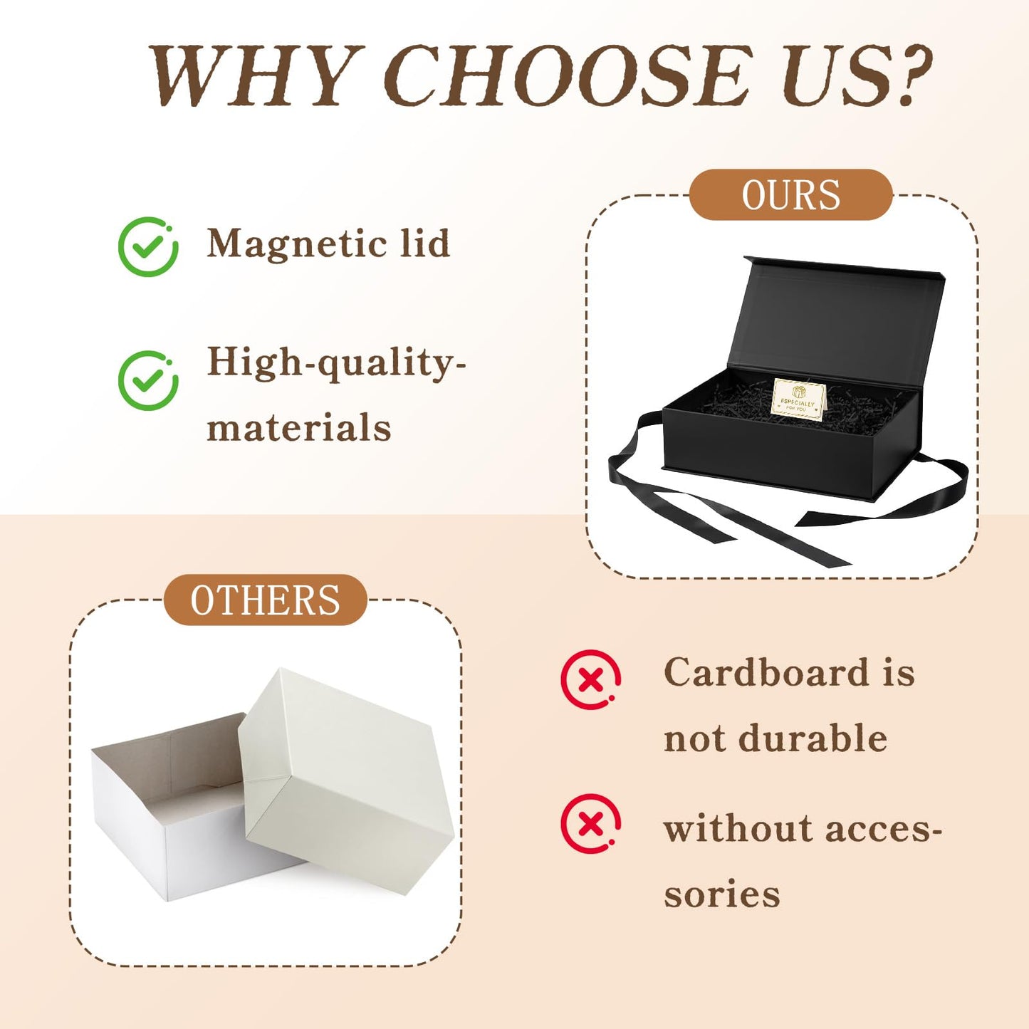 Dimore 4 Pack Black Gift Box, 10.3x7.5x3.2'' Magnetic Gift Box with Lids, Rectangle Hardboard Collapsible Box for Bridesmaid Proposal, Wedding, Birthday, Christmas Gift Packaging