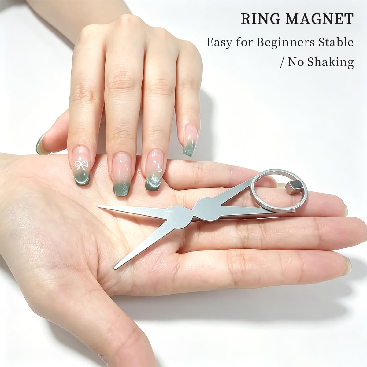 Cat Eye Nail Magnet Tool Set – Ring-Shaped & Y-Shape Magnets for Gel Polish, Hollow Design for Wide Beam, Heart & French Effects, Portable Nail Art Tool for DIY & Salon Use (2 Pack)