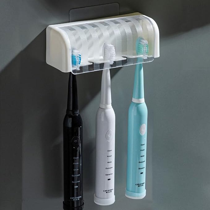 Toothbrush Holders for Bathrooms,Kids Toothbrush Holders with Cover,5 Slots Electric Tooth Brush Holder Wall Mounted Toothbrush Organizer,Shower Restroom Bathroom Accessories (White)
