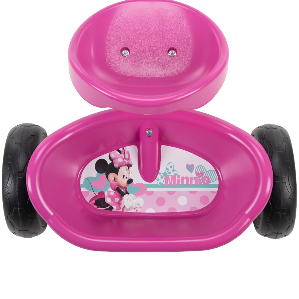 Huffy Disney Minnie Mouse Girl's Trike, Ideal for Ages 3+, Minnie Mouse Graphics, Pink Handlebar Bow Basket, Storage Bins for Snacks or Toys, Sturdy and Durable, Safe for Toddlers