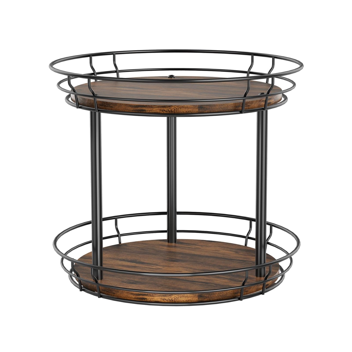 LAMU 10'' Lazy Susan Turntable Organizer, 2 Tier Round Rotating Spice Rack Organization for Kitchen Cabinet and Countertop, Wooden Lazy Susan for Table Top, Pantry, Bathroom, Vanity, Home Decor