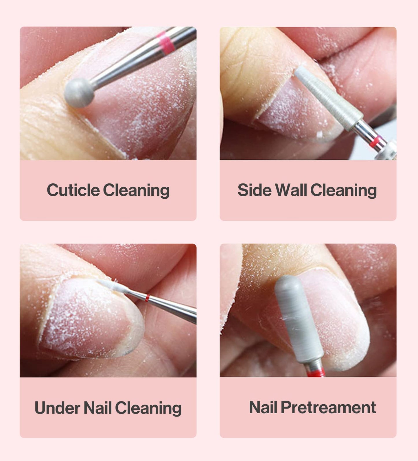 MelodySusie 2mm Flame Shape Cuticle Clean Nail Drill and Nail Art Palette