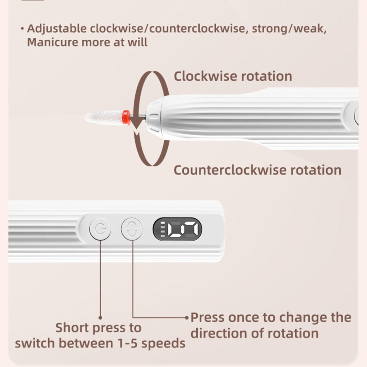 Suonee Electric Nail Drill File Professional - Cordless Nail Drill Filer Machine for Acrylic Nails Polishing, U V Lamp,Charging Base,5 Speed,Nail Grinder, Manicure Pedicure Kit for Salon Home
