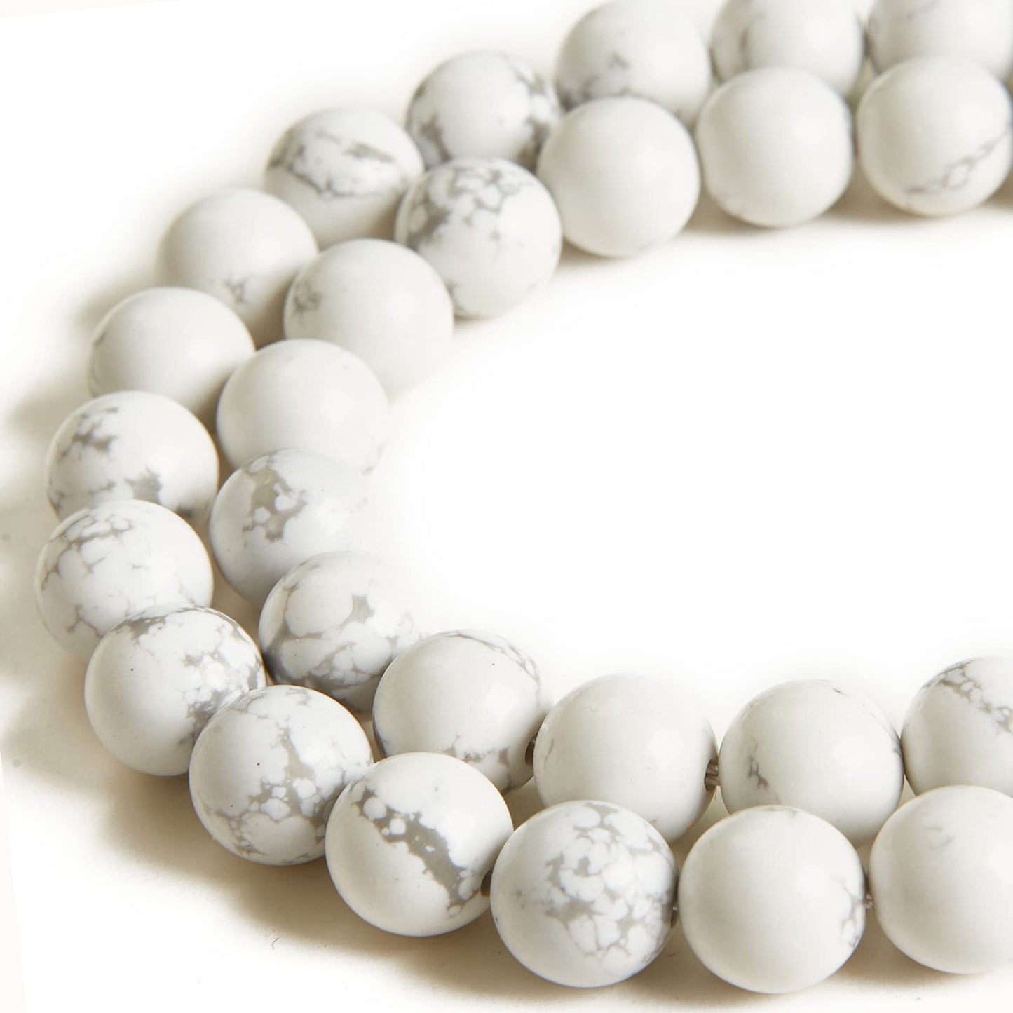 45pcs 8mm Natural Howlite Beads Gemstone Beads Round Loose Beads for Jewelry Making