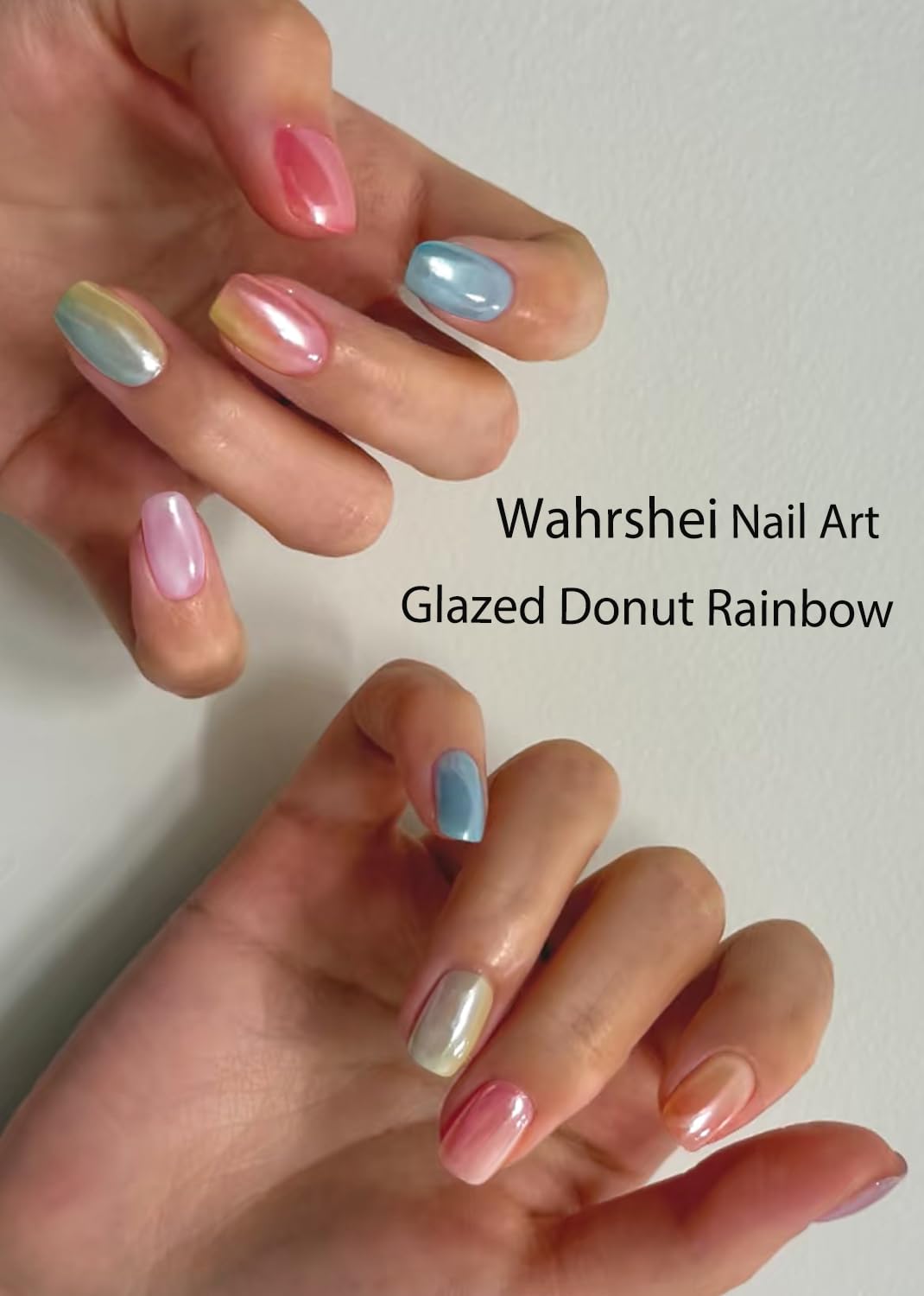 Semi Cured Gel Nail Strips, No LED Lamp Needed, Glazed Donut Rainbow Gel Nail Stickers, Wraps for Home Manicure DIY