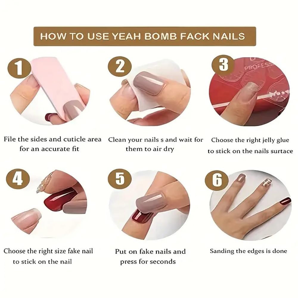 24Pcs French Tip Press on Nails Short Square Fake Nails Glossy Nude Pink False Nails Reusable Full Cover Stick on Nails Acrylic Nails Cute Matte Artificial Fingernails Glue on Nails for Women
