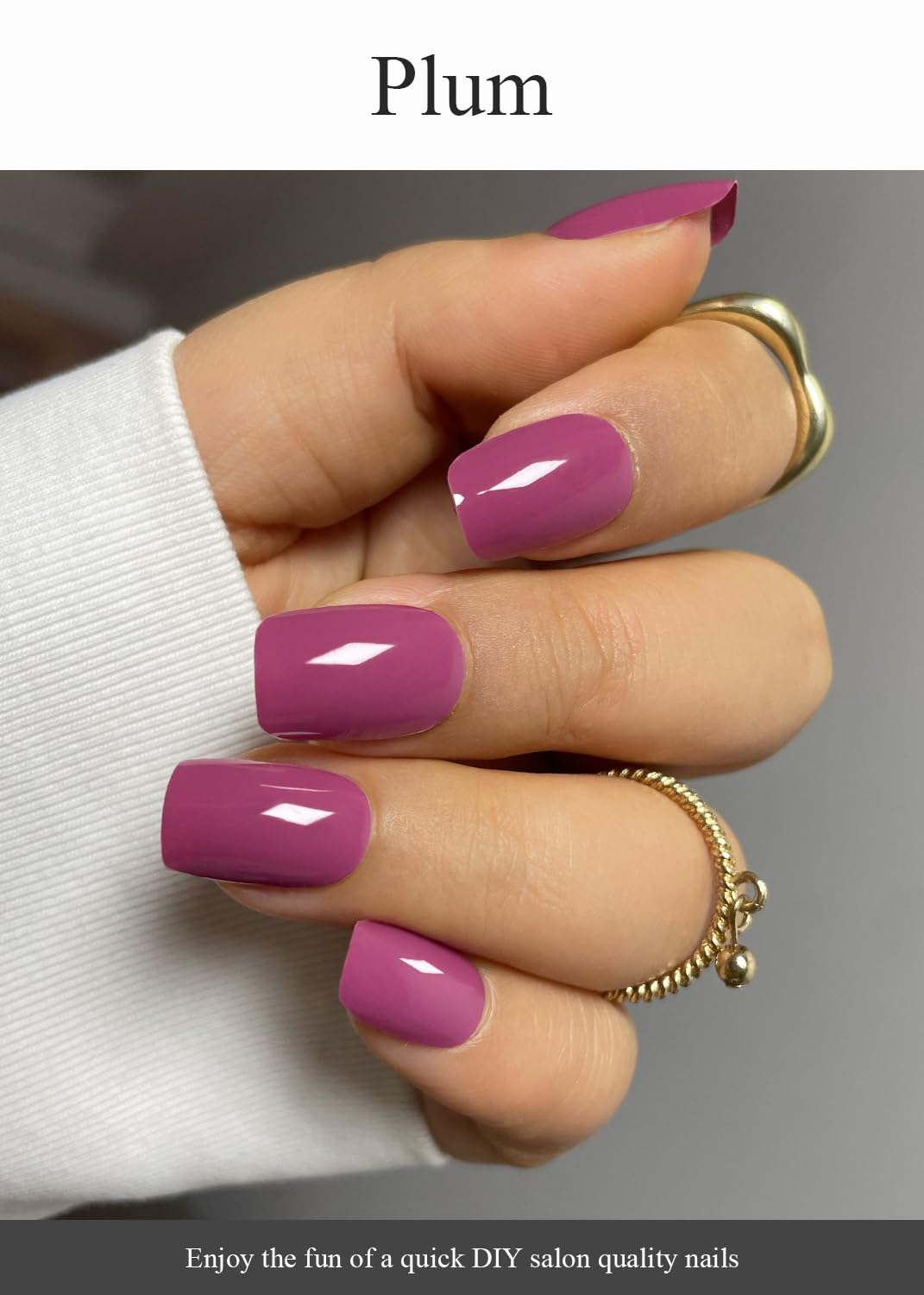 AutyaMee Semi Cured Gel Nail Strips (Plum), Purple Red, 20 Pcs Gel Nail Wraps, Stickers, UV Light Required, Salon Quality, Long Lasting