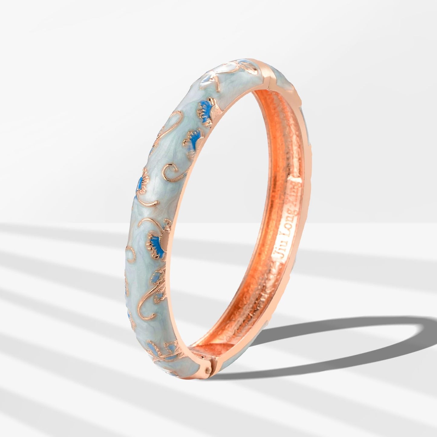 UJOY Bracelets Multicolor Butterfly Enamel Indian Jewelry Handmade Open Cuff Bangle for Women 55A108 Light Blue