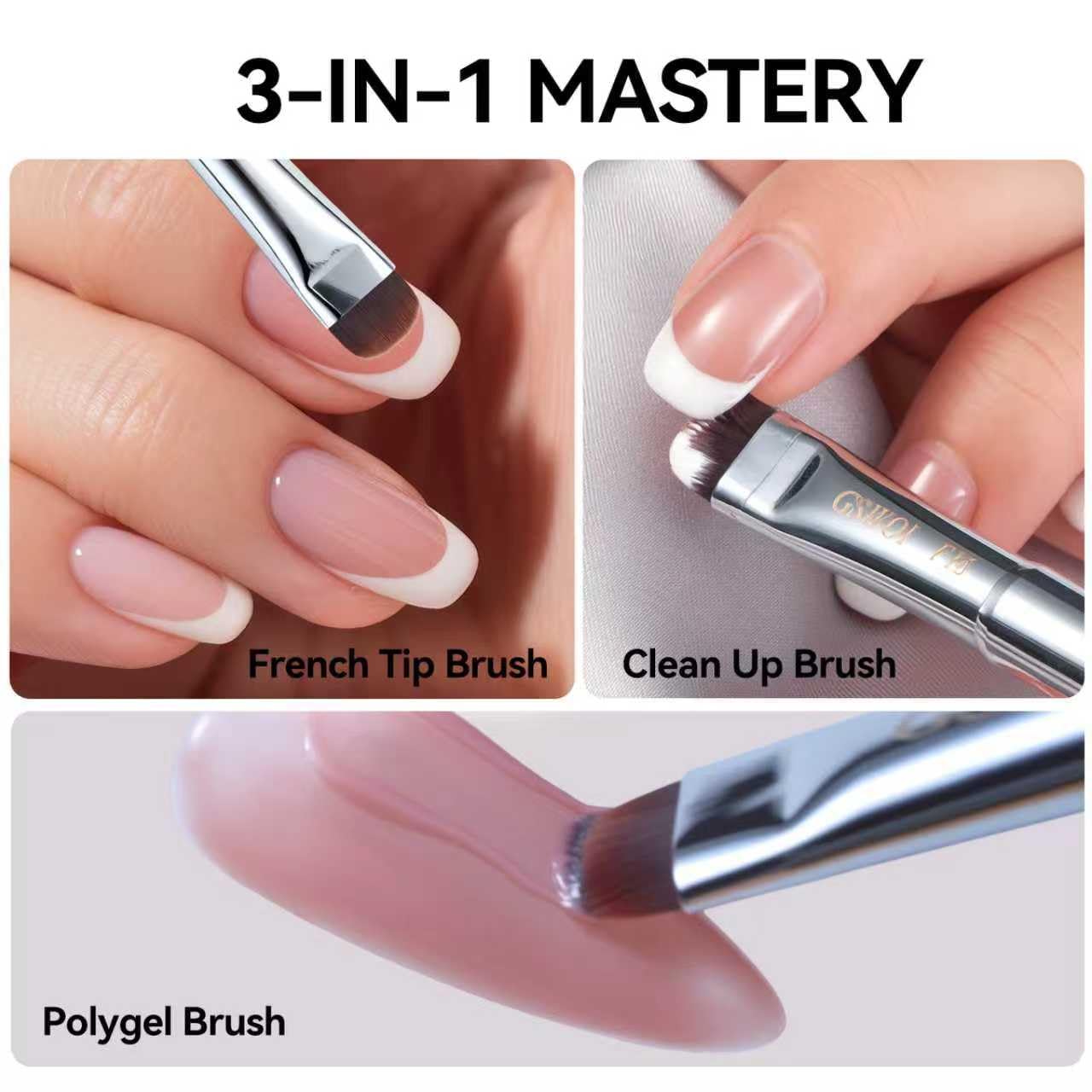 GSWOI French Tip & Nail Cleaning Brush - Dual Function Gel Polish Clean Up Tool with Custom Firm Bristles for Professional Manicure (F16)