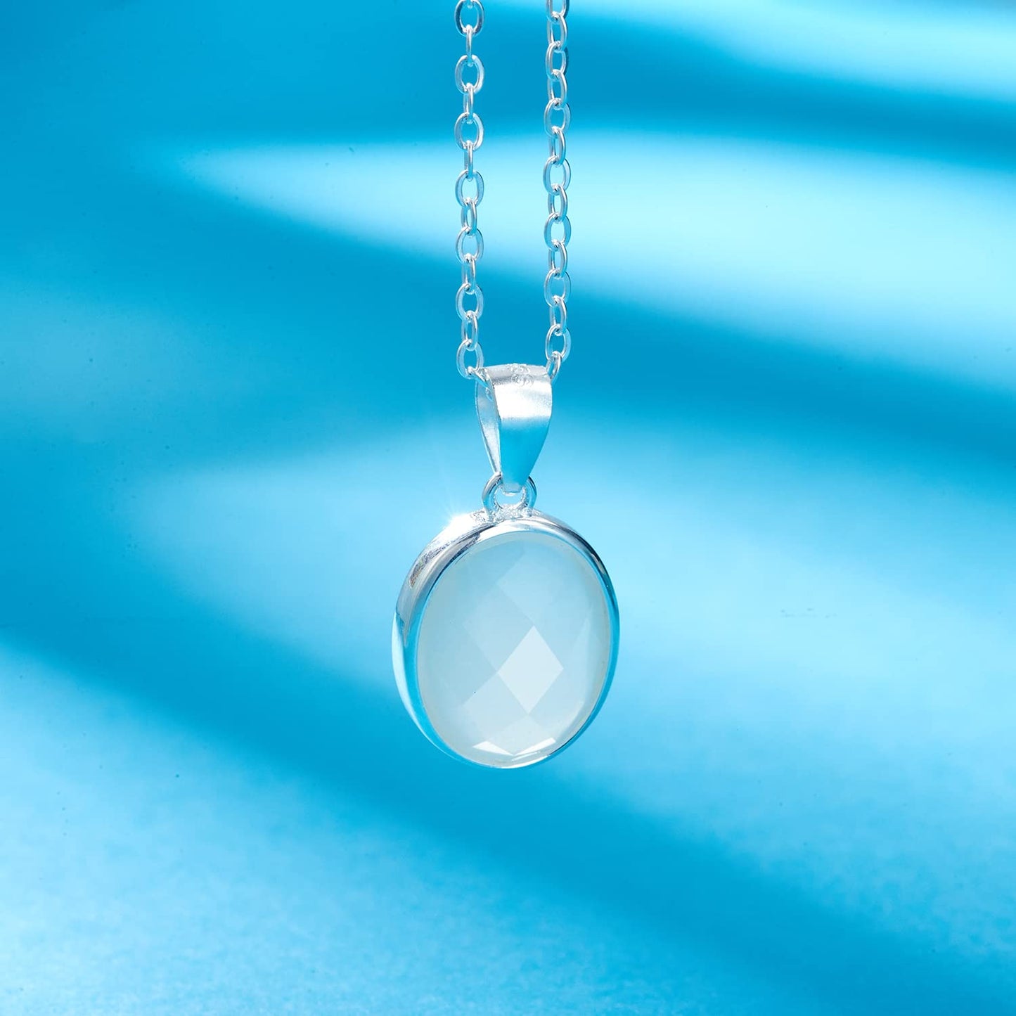 AmpleLove Sterling Silver White Moonstone Necklace New Beginnings Gifts for Women