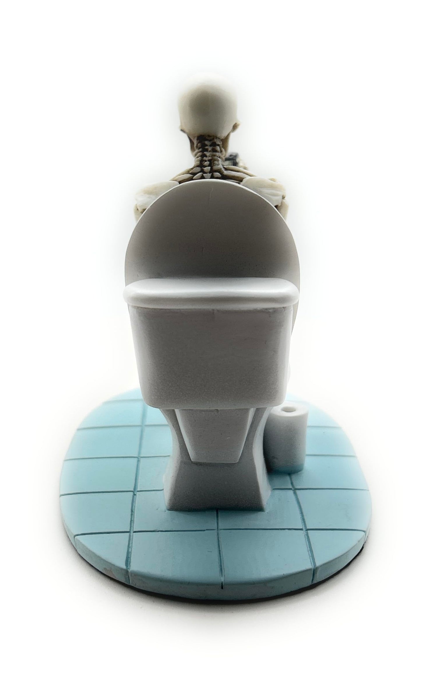RUSTIX Skeleton on Toilet Figurine - Gothic Bathroom Decor | Funny Skeleton Statue | Pooping Skeleton Resin Figurine | Halloween Skeleton Bathroom Accessories | Unique Toilet Skeleton Home Decor