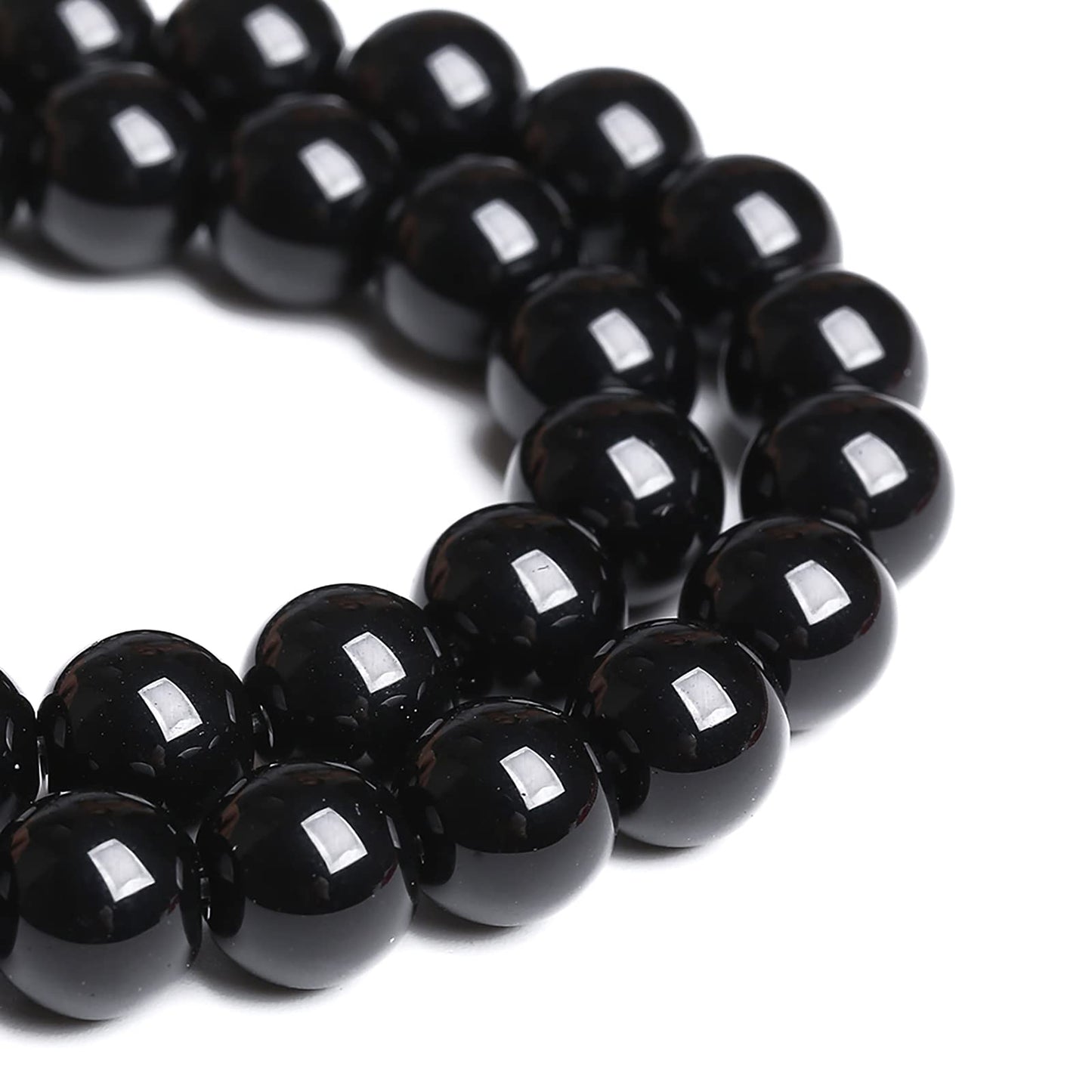 6mm 60PCS Natural Black Onyx Agate Round Loose Spacer Beads for Jewelry Making DIY Craft Bracelet 1 Strand 15"
