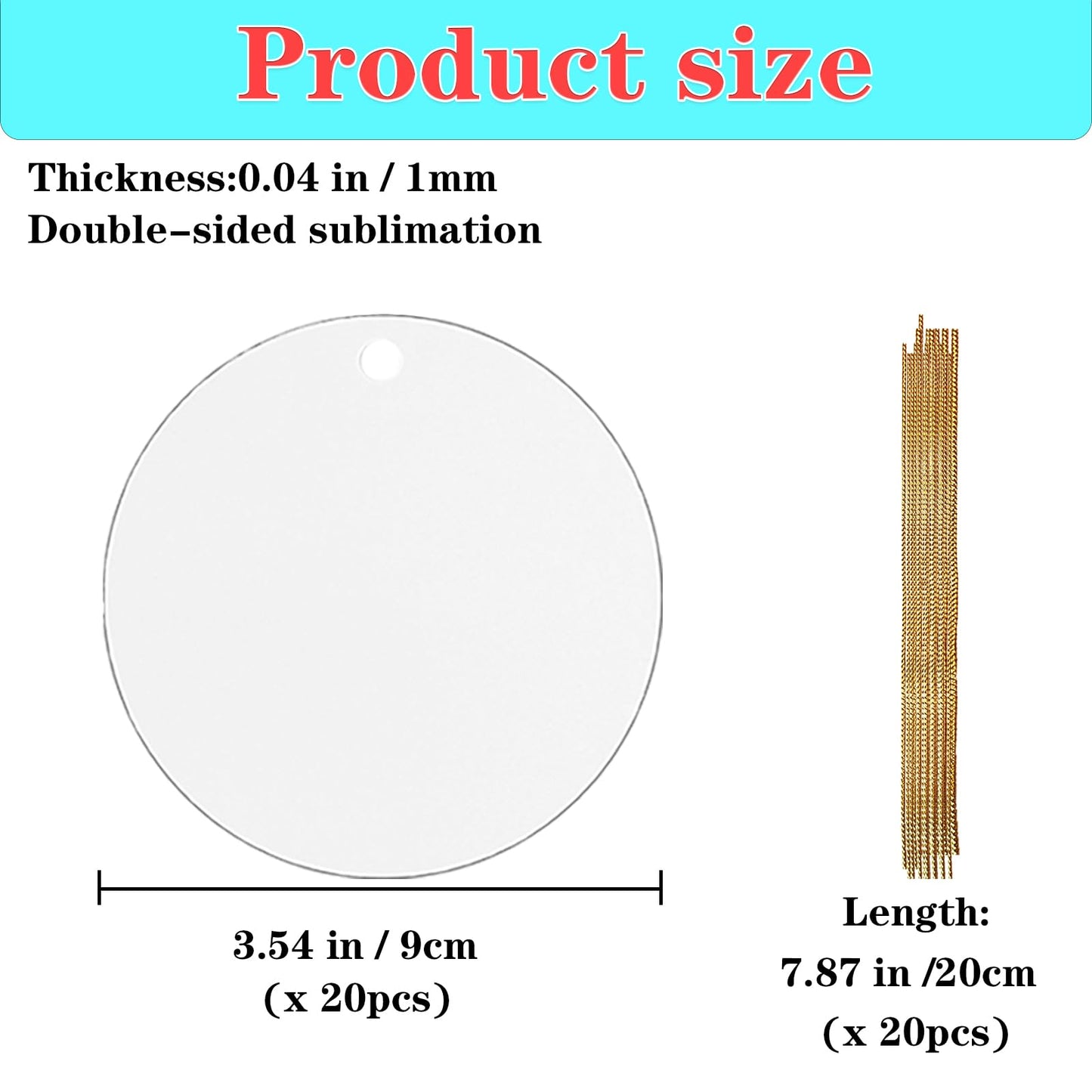 3.5 inch Metal Sublimation Christmas Ornaments,Sublimation Blanks Bulk for Heat Press Printing,DIY Handmade Crafts Double Sided Round Sublimation Ornaments 20pcs