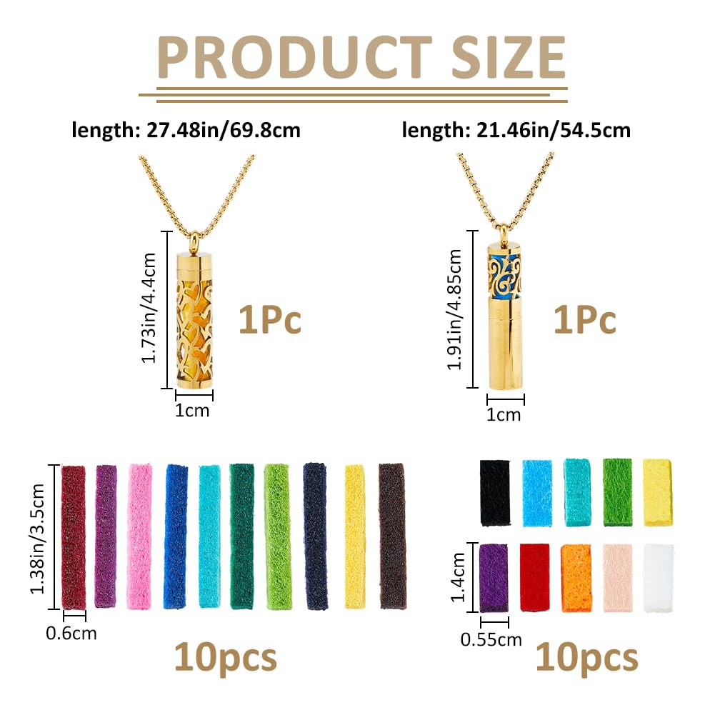 SUPERFINDINGS 2Pcs Essential Oil Necklaces Aromatherapy Necklaces Diffuser Perfume Pendant Necklaces with 20 Felt Pads Diffuser Locket Necklace Essential Oil Jewelry Gift for Men Women Birthday