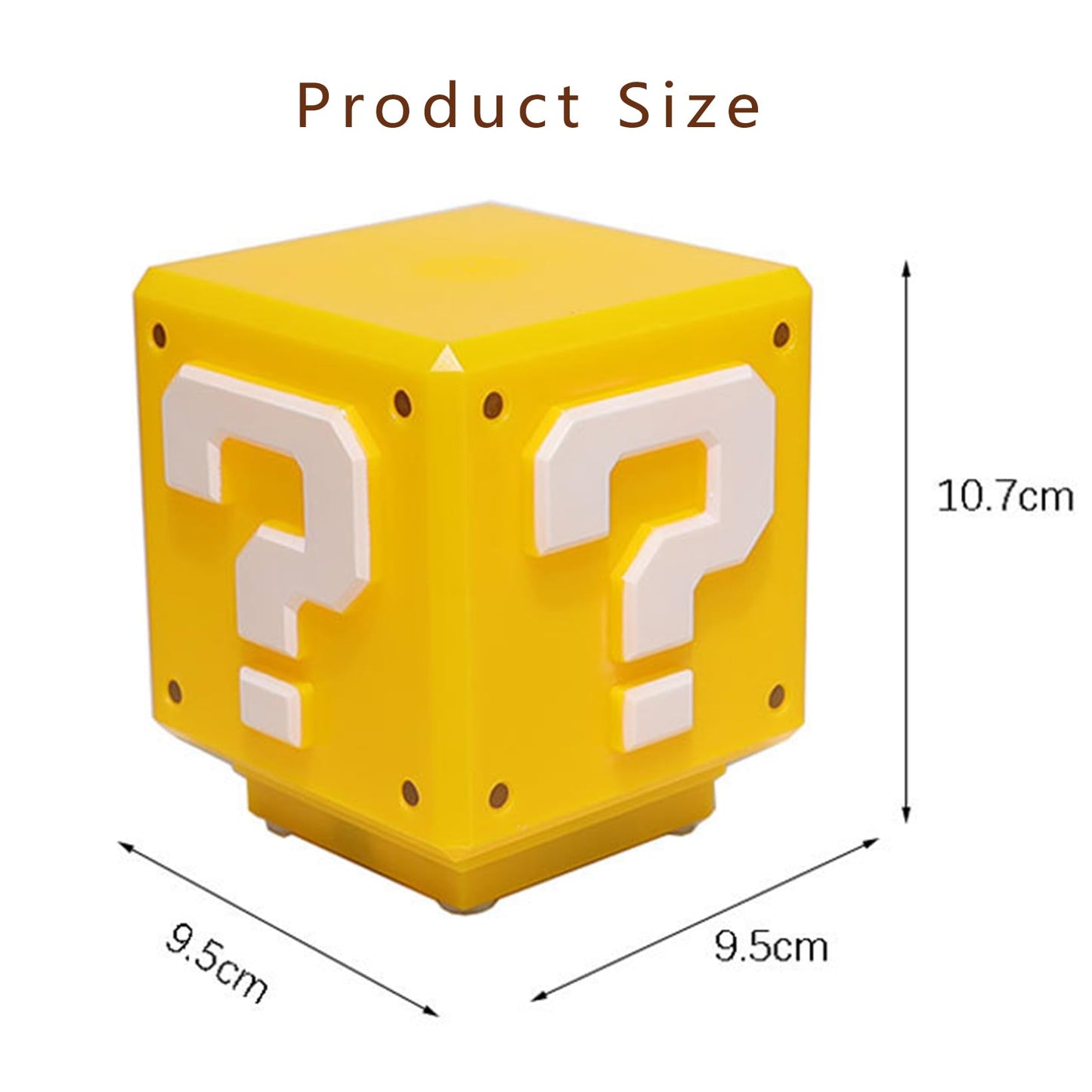 hopanrel Super Bros Question Block Lamp,Square LED Night Light with USB Cable,Table Lamp with Play Game Coin Sound Effect,Bedside Lamp Decor Toy Gift for Boy Girls